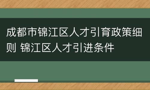 成都市锦江区人才引育政策细则 锦江区人才引进条件