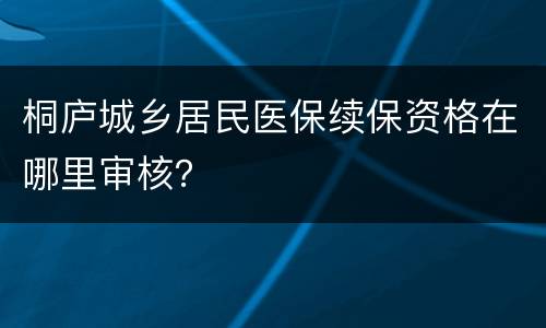 桐庐城乡居民医保续保资格在哪里审核？