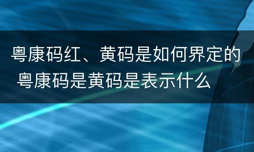 粤康码红、黄码是如何界定的 粤康码是黄码是表示什么