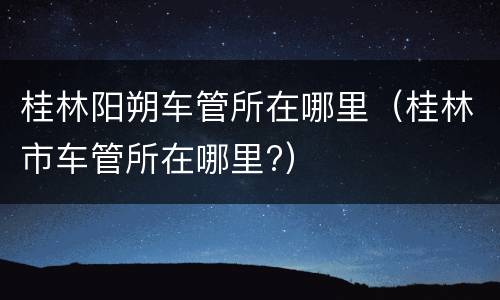 桂林阳朔车管所在哪里（桂林市车管所在哪里?）