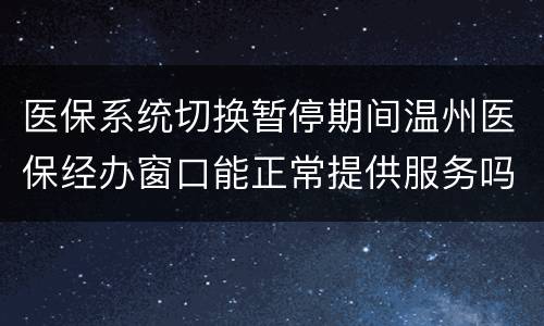 医保系统切换暂停期间温州医保经办窗口能正常提供服务吗?