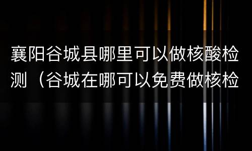 襄阳谷城县哪里可以做核酸检测（谷城在哪可以免费做核检）