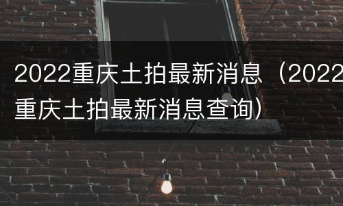 2022重庆土拍最新消息（2022重庆土拍最新消息查询）