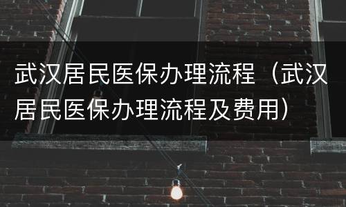 武汉居民医保办理流程（武汉居民医保办理流程及费用）