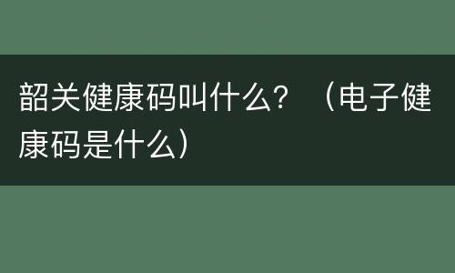 韶关健康码叫什么？（电子健康码是什么）