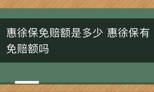 惠徐保免赔额是多少 惠徐保有免赔额吗