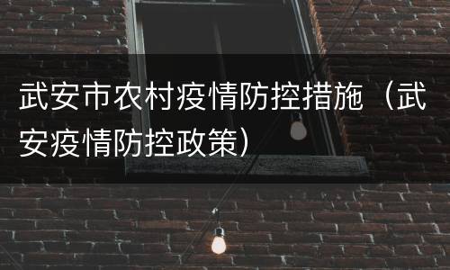 武安市农村疫情防控措施（武安疫情防控政策）