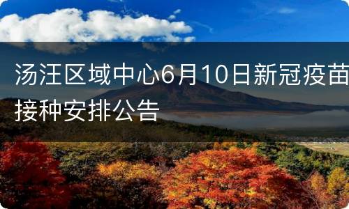 汤汪区域中心6月10日新冠疫苗接种安排公告