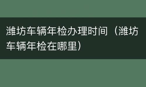 潍坊车辆年检办理时间（潍坊车辆年检在哪里）