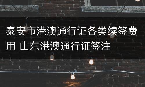 泰安市港澳通行证各类续签费用 山东港澳通行证签注