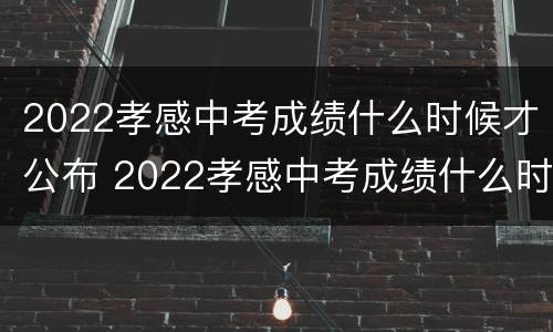 2022孝感中考成绩什么时候才公布 2022孝感中考成绩什么时候才公布出来