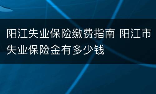 阳江失业保险缴费指南 阳江市失业保险金有多少钱