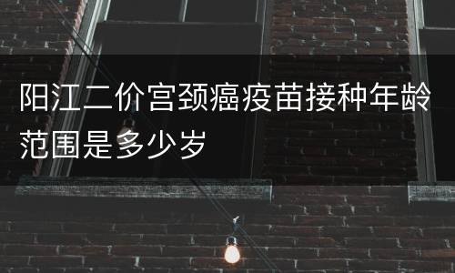 阳江二价宫颈癌疫苗接种年龄范围是多少岁