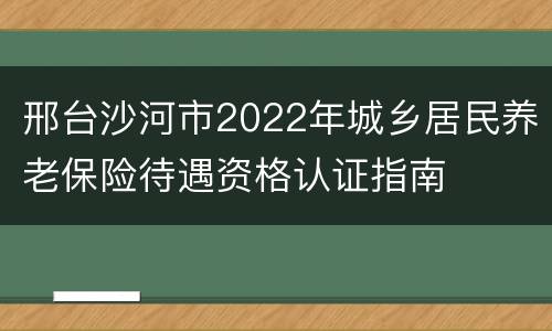 邢台沙河市2022年城乡居民养老保险待遇资格认证指南