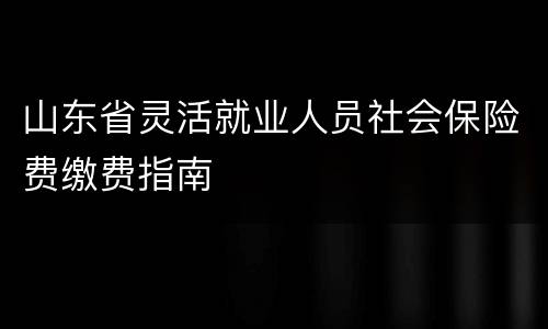 山东省灵活就业人员社会保险费缴费指南