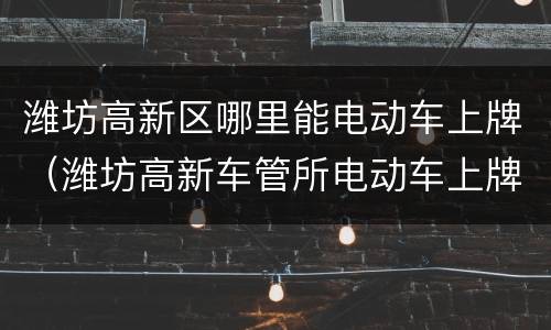 潍坊高新区哪里能电动车上牌（潍坊高新车管所电动车上牌）