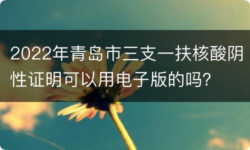 2022年青岛市三支一扶核酸阴性证明可以用电子版的吗？