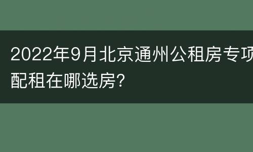 2022年9月北京通州公租房专项配租在哪选房？