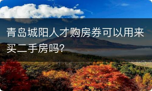 青岛城阳人才购房券可以用来买二手房吗？