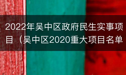 2022年吴中区政府民生实事项目（吴中区2020重大项目名单）