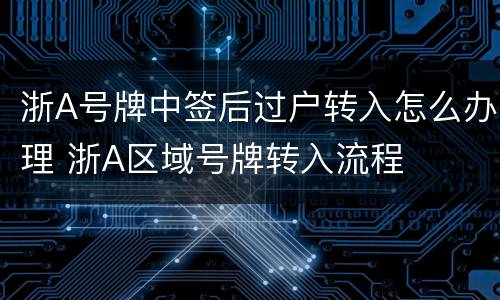 浙A号牌中签后过户转入怎么办理 浙A区域号牌转入流程