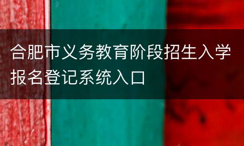 合肥市义务教育阶段招生入学报名登记系统入口