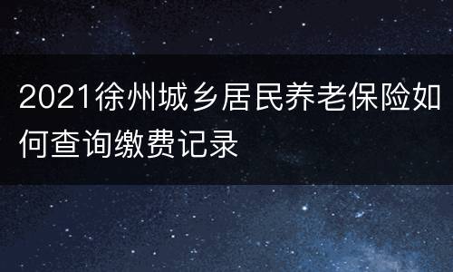 2021徐州城乡居民养老保险如何查询缴费记录