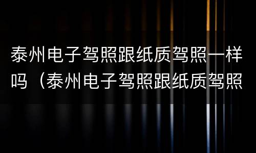泰州电子驾照跟纸质驾照一样吗（泰州电子驾照跟纸质驾照一样吗）