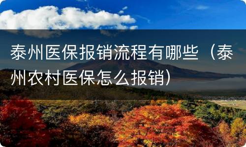 泰州医保报销流程有哪些（泰州农村医保怎么报销）