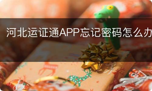 河北运证通APP忘记密码怎么办
