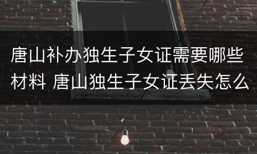 唐山补办独生子女证需要哪些材料 唐山独生子女证丢失怎么补办