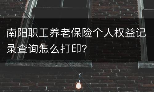 南阳职工养老保险个人权益记录查询怎么打印？