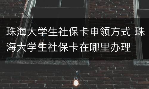 珠海大学生社保卡申领方式 珠海大学生社保卡在哪里办理