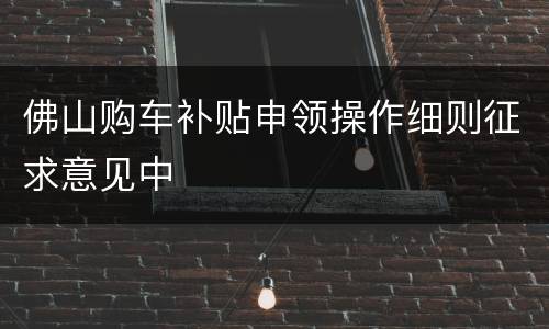 佛山购车补贴申领操作细则征求意见中