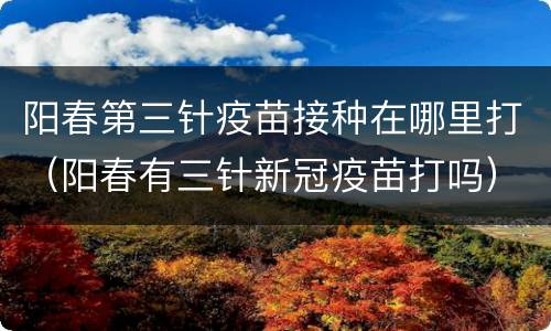 阳春第三针疫苗接种在哪里打（阳春有三针新冠疫苗打吗）