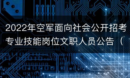 2022年空军面向社会公开招考专业技能岗位文职人员公告（原文）