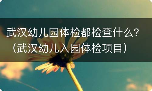 武汉幼儿园体检都检查什么？（武汉幼儿入园体检项目）
