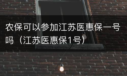 农保可以参加江苏医惠保一号吗（江苏医惠保1号）