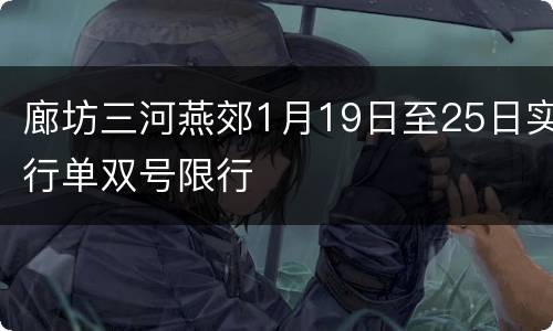 廊坊三河燕郊1月19日至25日实行单双号限行