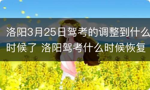 洛阳3月25日驾考的调整到什么时候了 洛阳驾考什么时候恢复