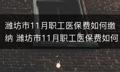 潍坊市11月职工医保费如何缴纳 潍坊市11月职工医保费如何缴纳的