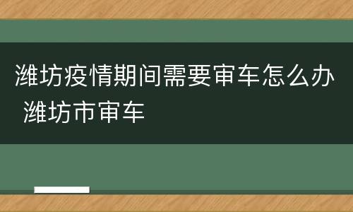 潍坊疫情期间需要审车怎么办 潍坊市审车