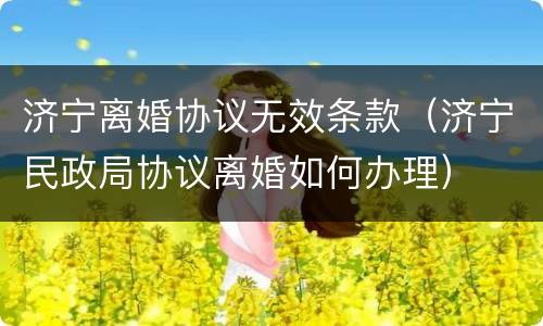济宁离婚协议无效条款（济宁民政局协议离婚如何办理）