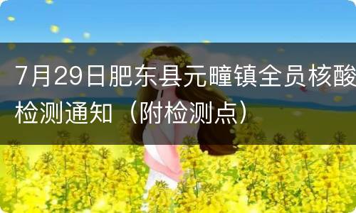 7月29日肥东县元疃镇全员核酸检测通知（附检测点）