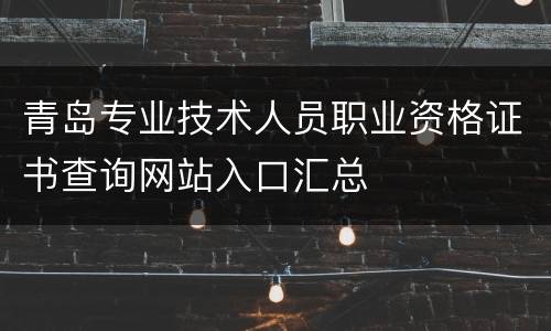 青岛专业技术人员职业资格证书查询网站入口汇总
