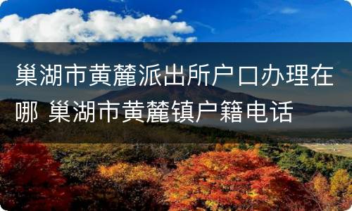 巢湖市黄麓派出所户口办理在哪 巢湖市黄麓镇户籍电话