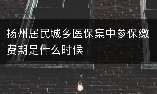 扬州居民城乡医保集中参保缴费期是什么时候