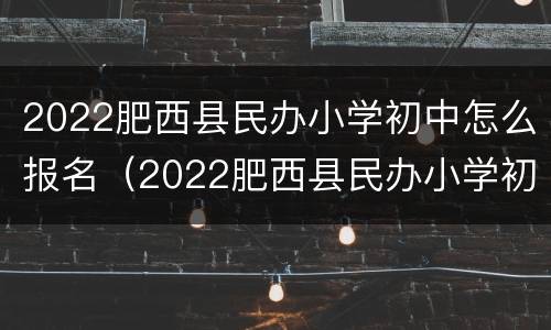2022肥西县民办小学初中怎么报名（2022肥西县民办小学初中怎么报名呢）