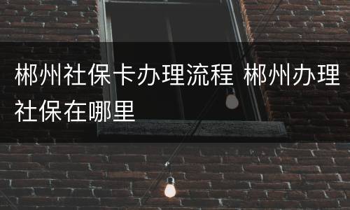 郴州社保卡办理流程 郴州办理社保在哪里