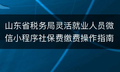 山东省税务局灵活就业人员微信小程序社保费缴费操作指南